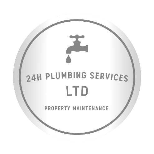 24h plumbing services ltd logo upscaled transparent light greyscale